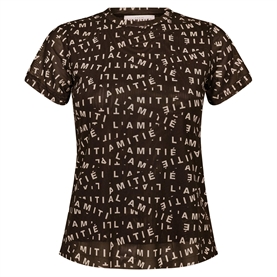 Haute L'Amitie Logo Mesh Strap T-shirt, Mocca  